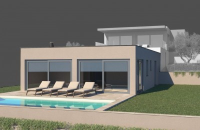 Modern one-story house with a view of the sea - under construction