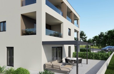 New construction in Poreč, 800m from the sea, Apartment B on the ground floor with a yard