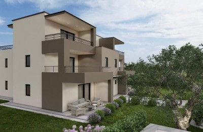 Tar-Vabriga, Nuovi appartamenti a 2 km dal mare, Appartamento B piano terra con cortile